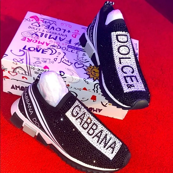 Authentic Dolce and gabbana shoes Dolce & Gabbana Black White Sorrento Low Top Sneakers  main image 4